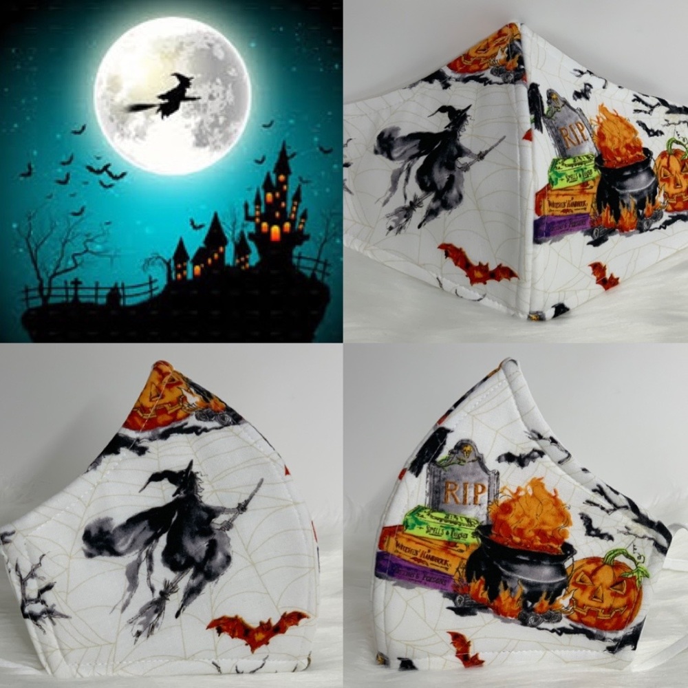 Halloween Flying Witch designer adult face mask